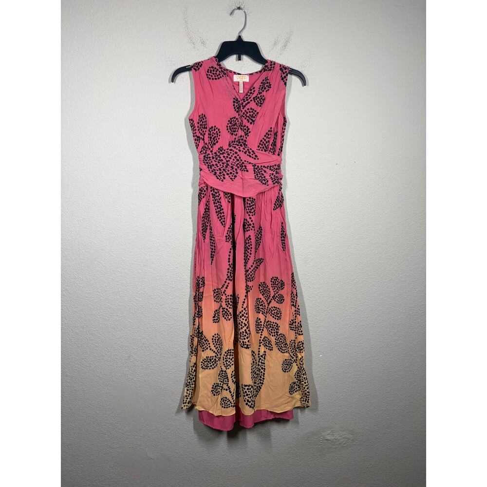 Verb by Pallavi Singhee Womens XXS Ombre Maxi Dress Pink Black Dotted Floral - Picture 3 of 11